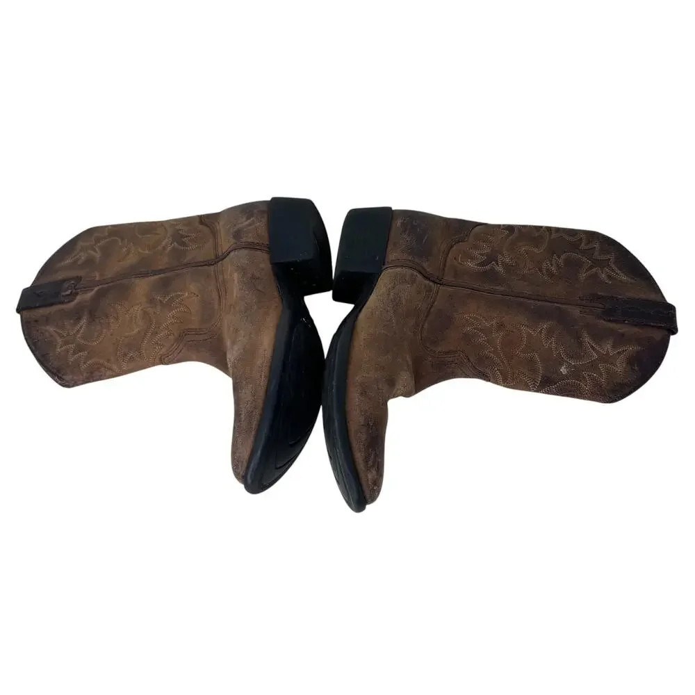 Ariat‎ 4LR Heritage Western Boot Unisex Kid's US 1 Borwn Suede Leather Mid Calf